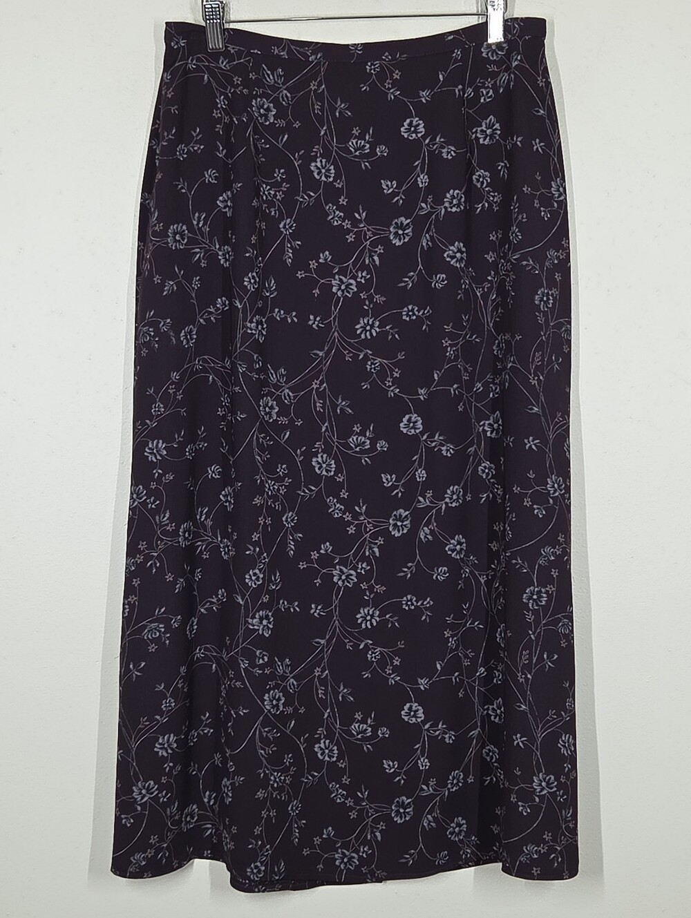 Vtg 90s Y2K Dark Floral Purple Midi Skirt 14 Fairy Grunge Whimsigoth Indie Boho